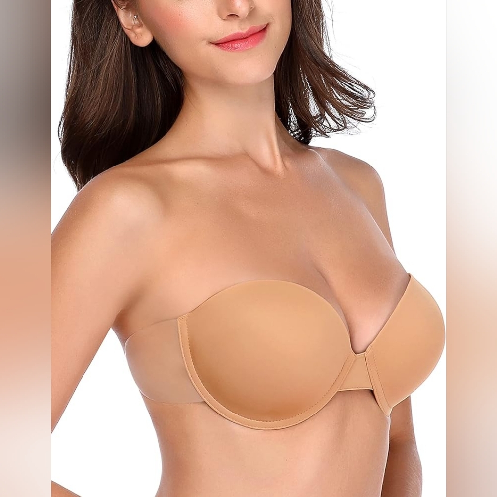 Backless, Strapless, Underwire Self-adhesive Push-up Bra